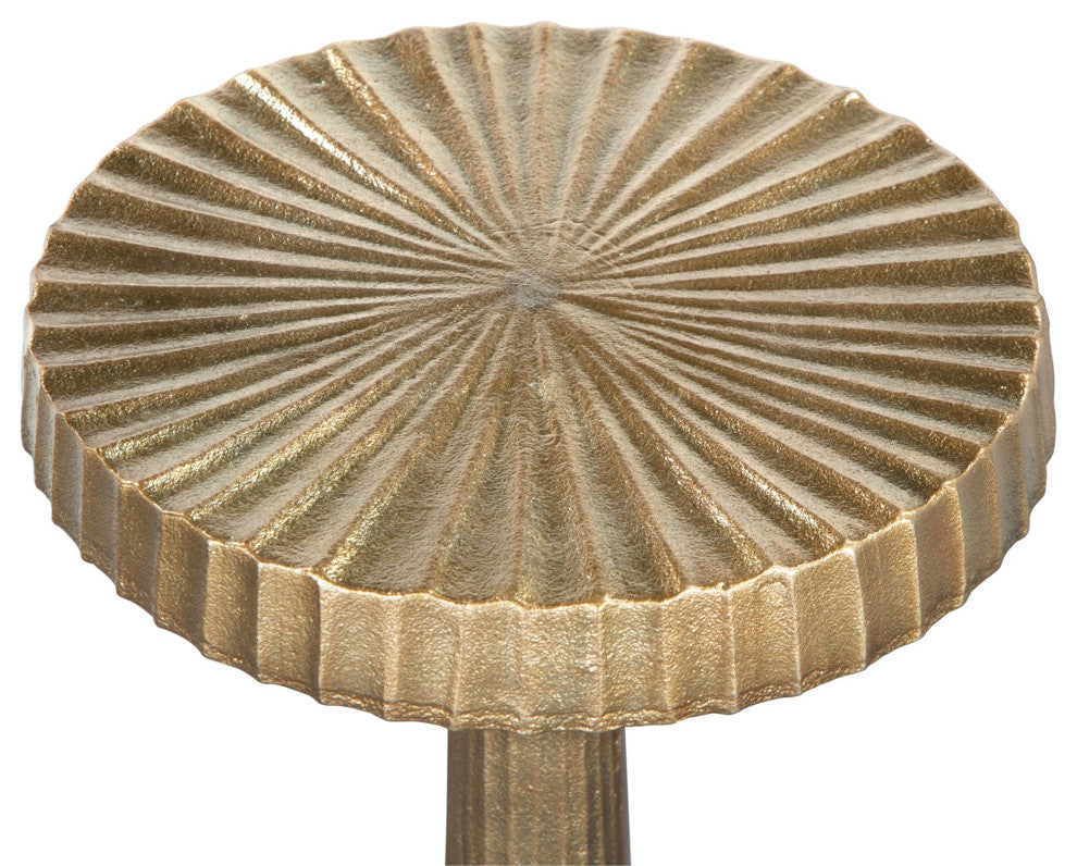 Sofa Side Table, Round, Aluminum, Metal, Antique Gold, Lounge Lobby Hospitality