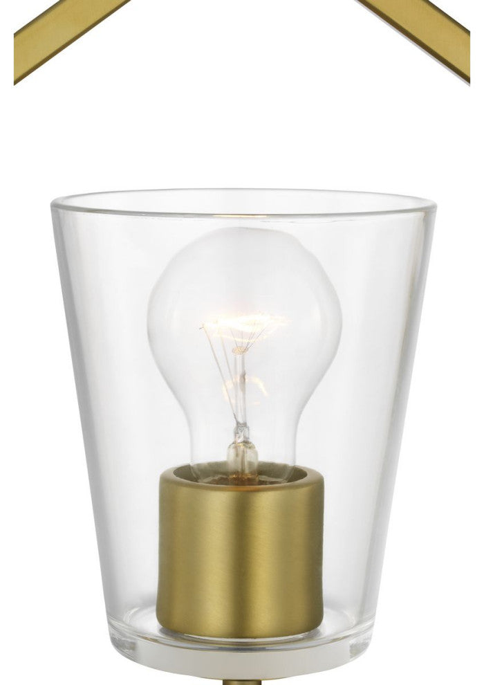 Vertex Collection One-Light Brushed Gold Clear Glass Semi-Flush Mount