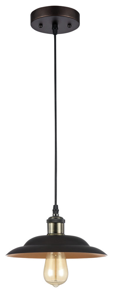IRONCLAD, Industrial-style 1 Light Rubbed Bronze Ceiling Mini Pendant, 10" Shade