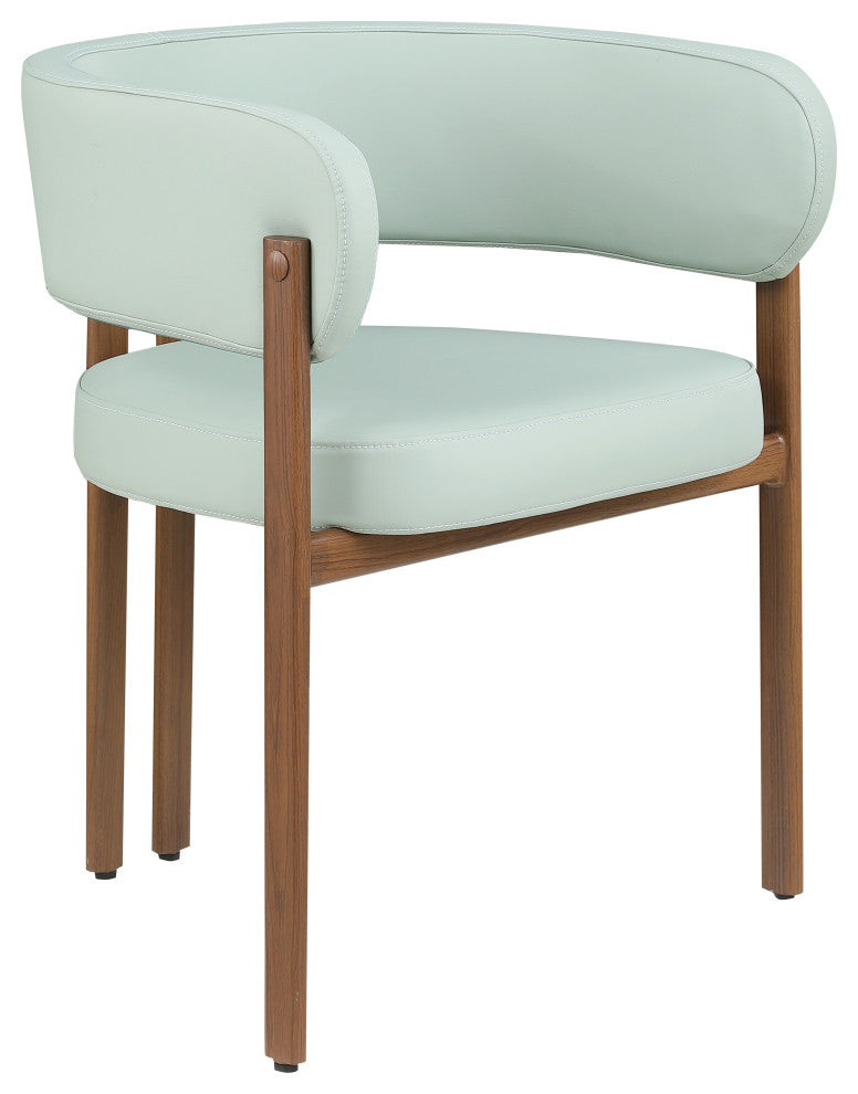 Gideon Black Faux Leather Dining Chair (Set of 2), Green, Walnut Finish