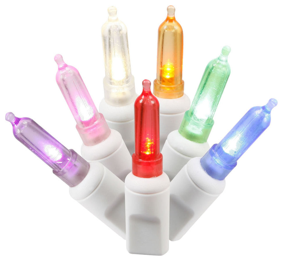 Vickerman 100-Light LED Wire End Connecting, 4"x34', Multi-Colored, White