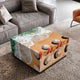 "Beach Bliss I" Reverse Printed Art Glass Cocktail Table with Black Plinth Base