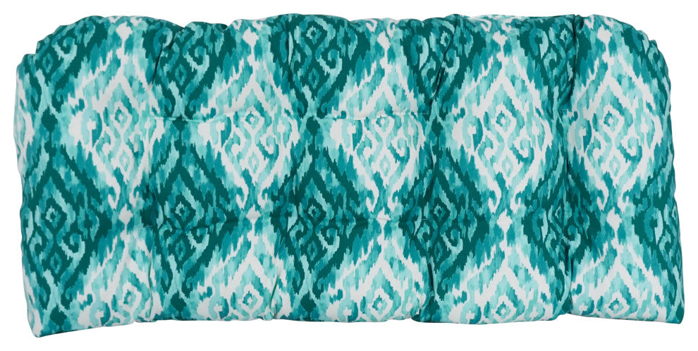 42"X19" U-Shaped Patterned Polyester Tufted Settee/Bench Cushion, Lakat Peacock