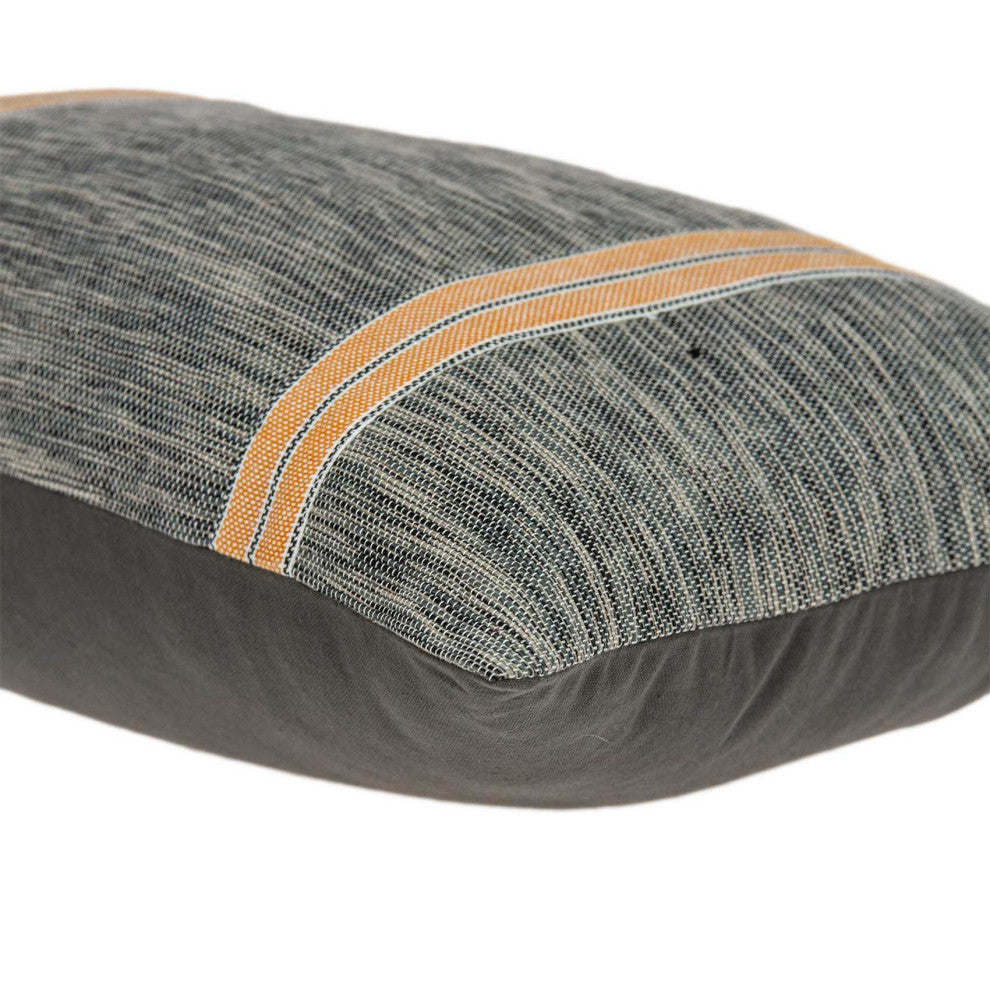 HomeRoots Dark Grey and Orange Accent Pillow Cover