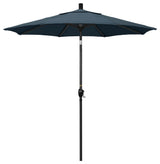 7.5' Matted Black Push-Button Tilt Crank Aluminum Umbrella, Sapphire Pacifica