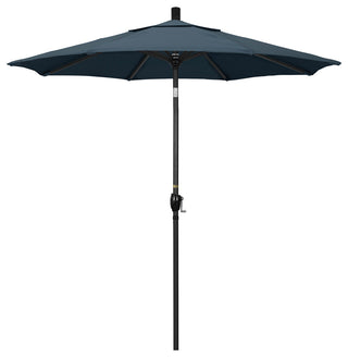 7.5' Matted Black Push-Button Tilt Crank Aluminum Umbrella, Sapphire Pacifica