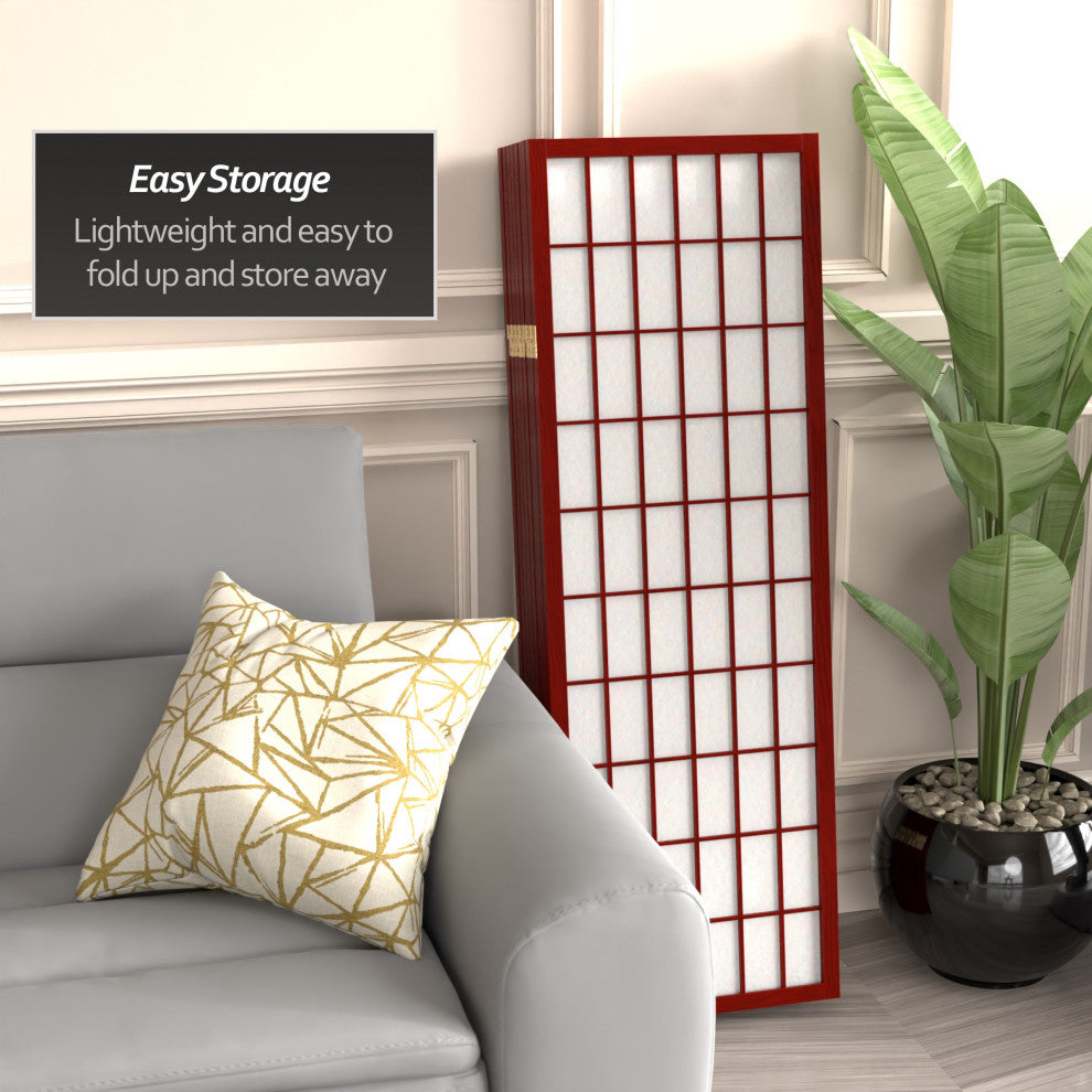 4' Tall Window Pane Shoji Screen, Rosewood, 8 Panels