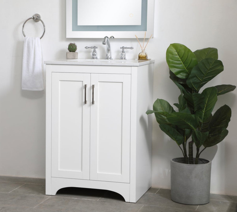 24" Single Bathroom Vanity, White