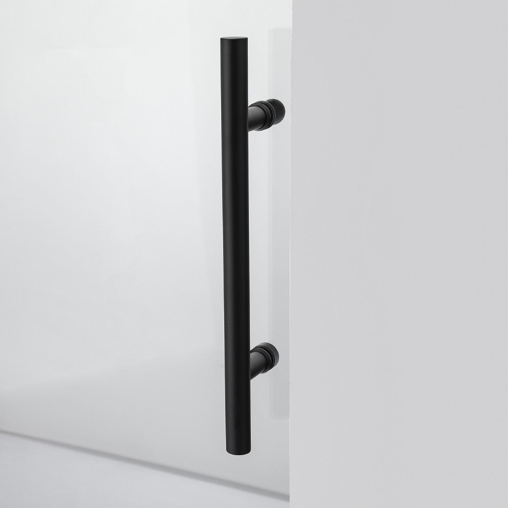 Villena Rectangle Single Sliding Frameless Shower Enclosure, Matte Black, 56"