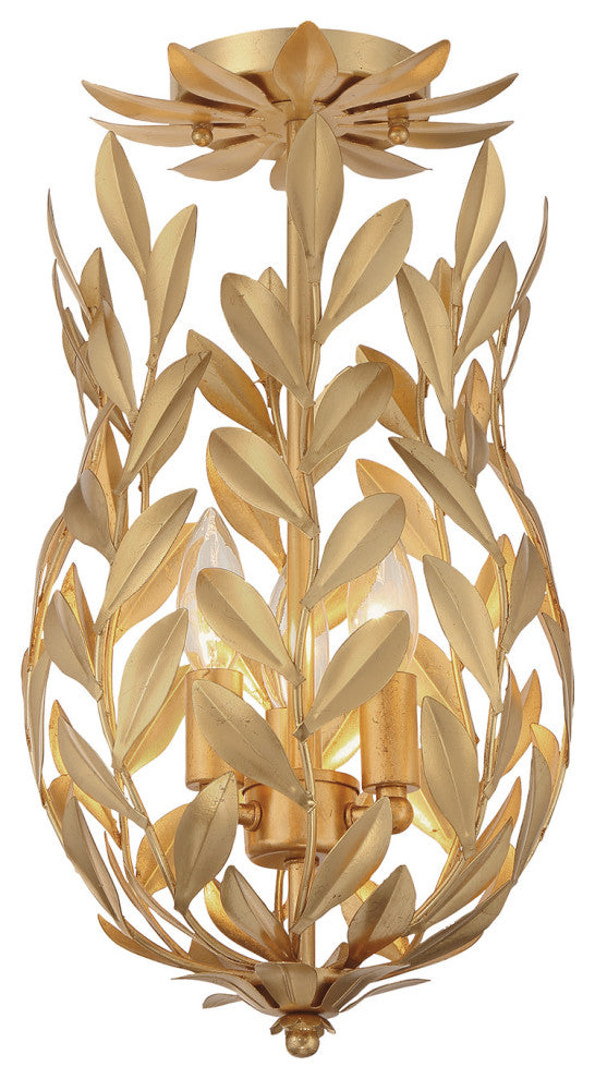 Crystorama Lighting Group 563_CEILING Broche 3 Light 10"W - Antique Gold