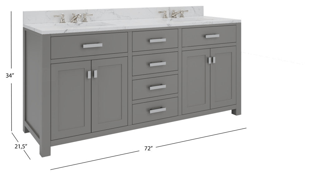The Polaris Bathroom Vanity, Cashmere Gray, 72", Double Sink, Freestanding