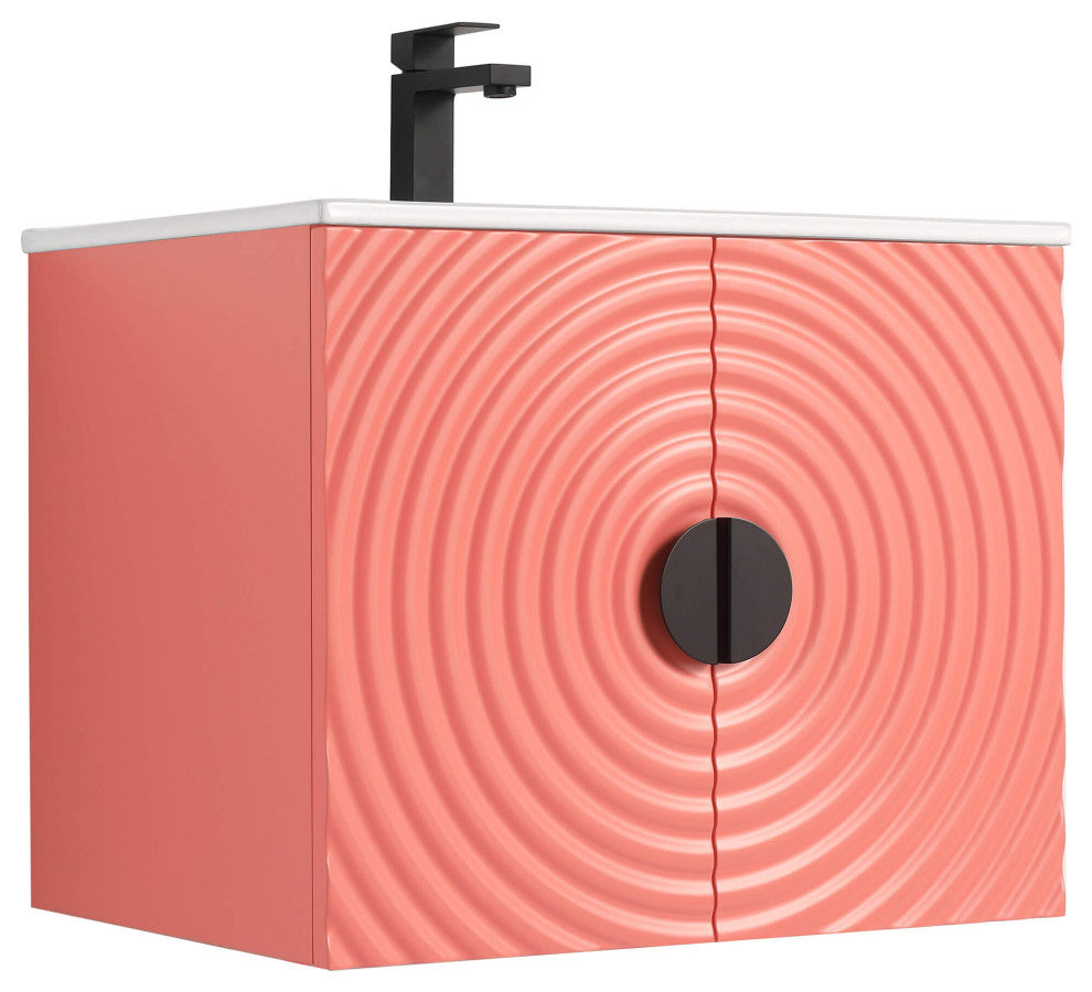 Pellabay Bath Vanity, Fluted Circular Doors Sink Included