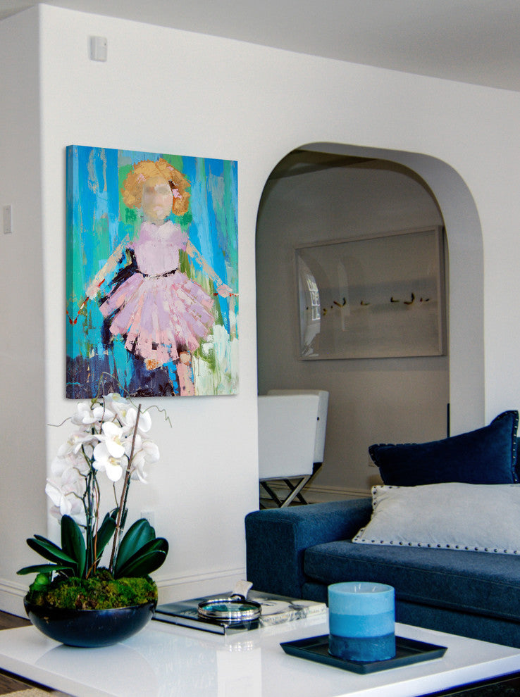 "Jump Rope Girl" Painting Print on Wrapped Canvas, 30"x39"