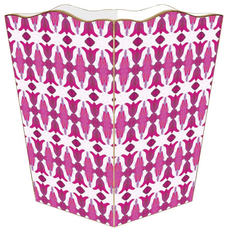 WB7787LP-Spice Market Raspberry by Laura Park Wastepaper Basket, Scalloped Top and Wood Tissue Box Cover
