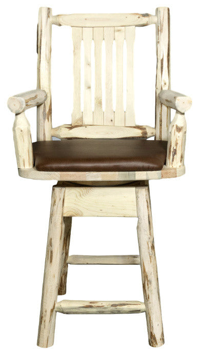 Montana Swivel Captain's Barstool, Saddle Upholstery, Ready to Finish