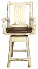 Montana Swivel Captain's Barstool, Saddle Upholstery, Ready to Finish