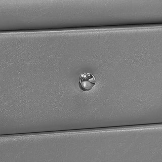21" Gray Faux Leather Two Drawer Nightstand