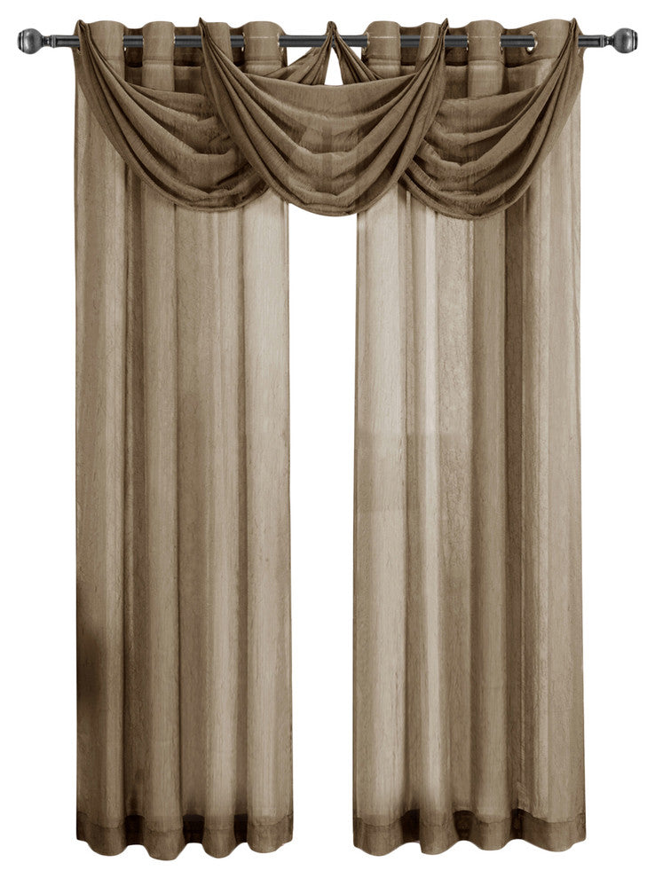 Single Abri Grommet Sheer Window Valance, Mocha