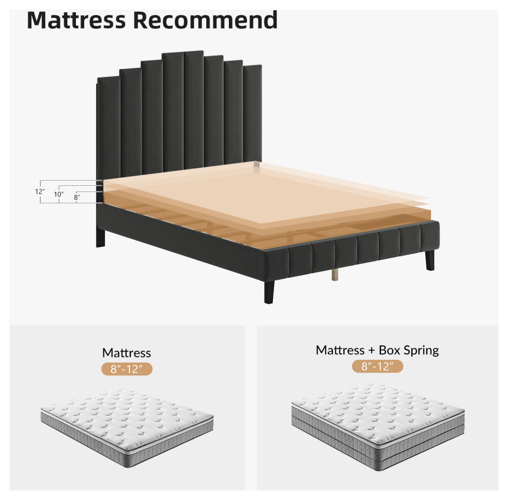 Gastone Tufted Upholstered Platform Bed, Gray
