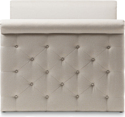 Swamson Beige Fabric Tufted Twin Size Daybed With Roll-out Trundle Guest Bed
