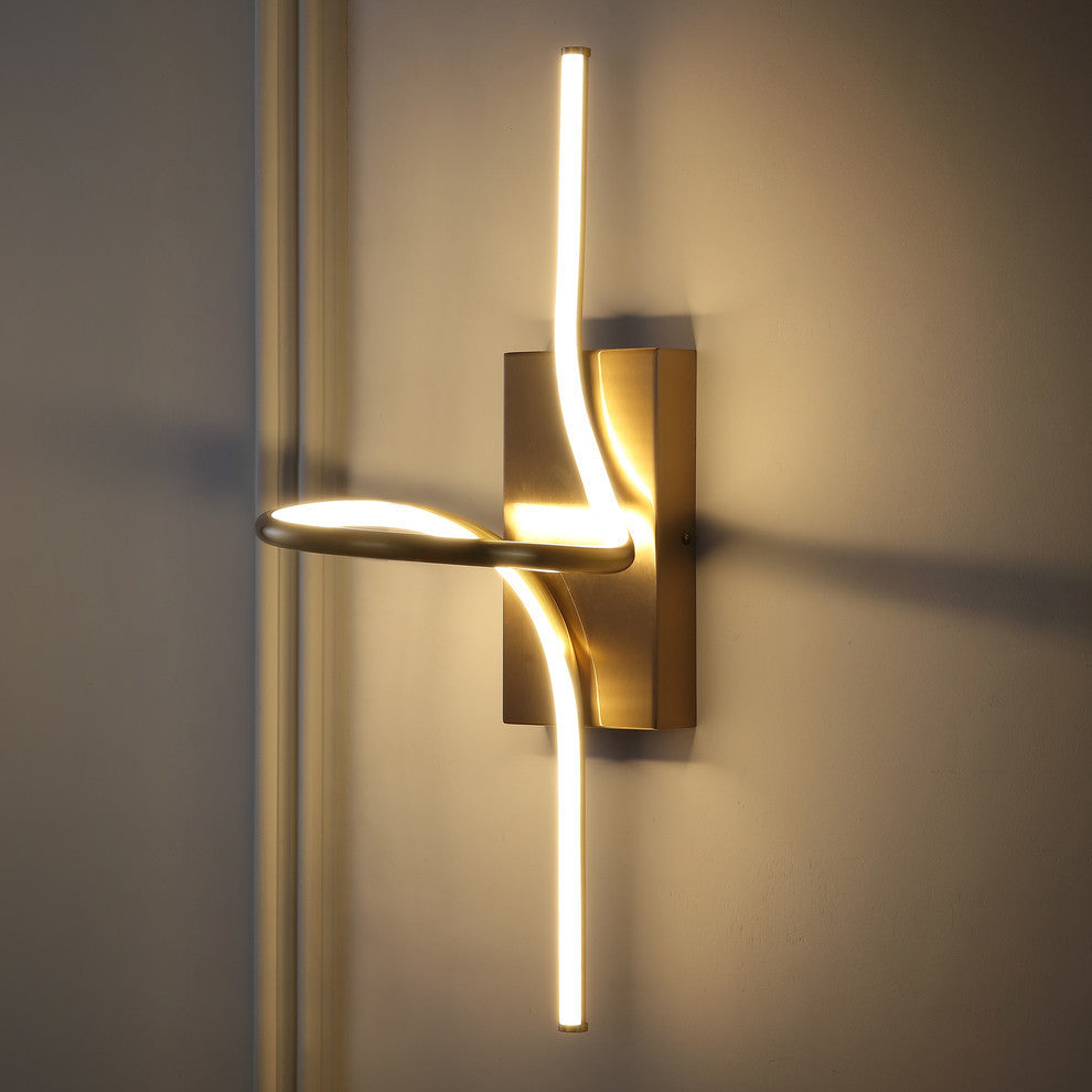 Sketch 9" Minimalist Metal Integrated LED Vanity Light Sconce, Gold