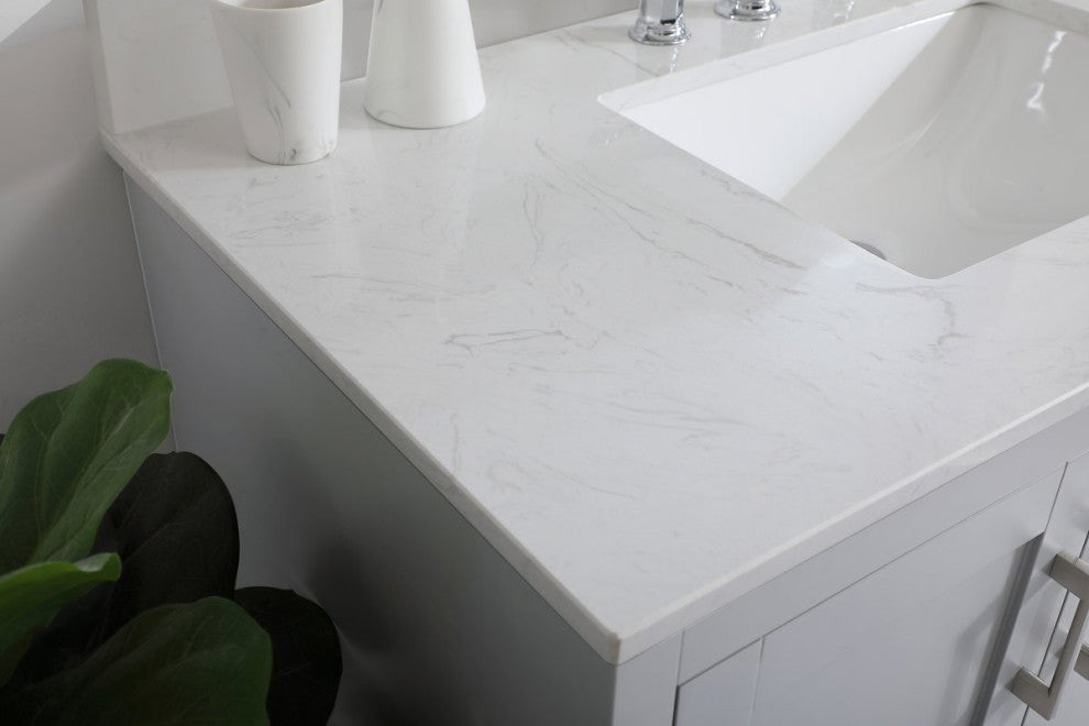 Mia 42" Single Bathroom Vanity, Gray With Backsplash
