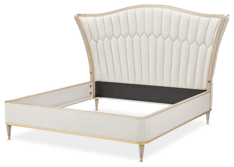 St. Charles Queen Chenille Wingback Bed, Dove Gray