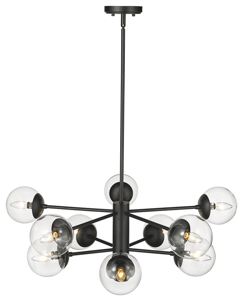 10 Light 36" Matte Black Chandelier