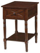 Country Oxford Square End Table with Charging Station in Espresso Wood Finish