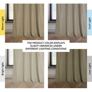 Heritage Plush Velvet Curtain Single Panel, Light Beige, 50"x108"