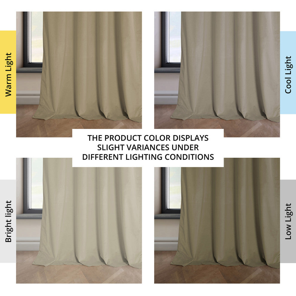 Heritage Plush Velvet Curtain Single Panel, Light Beige, 50"x108"