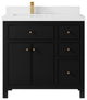 Sonoma 36 Left Offset Reeded Bath Vanity in Black 2" White Quartz