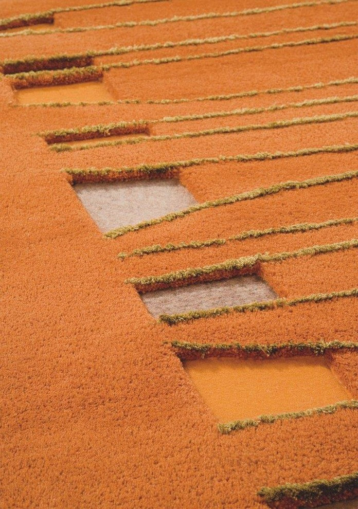 Hand Tufted Orange Wool Area Rug, 5''6"x7''10"