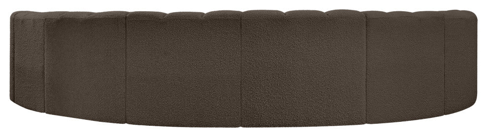 Arc Boucle Fabric Upholstered 8-Pc. Inward Curved Modular Sectional, Brown