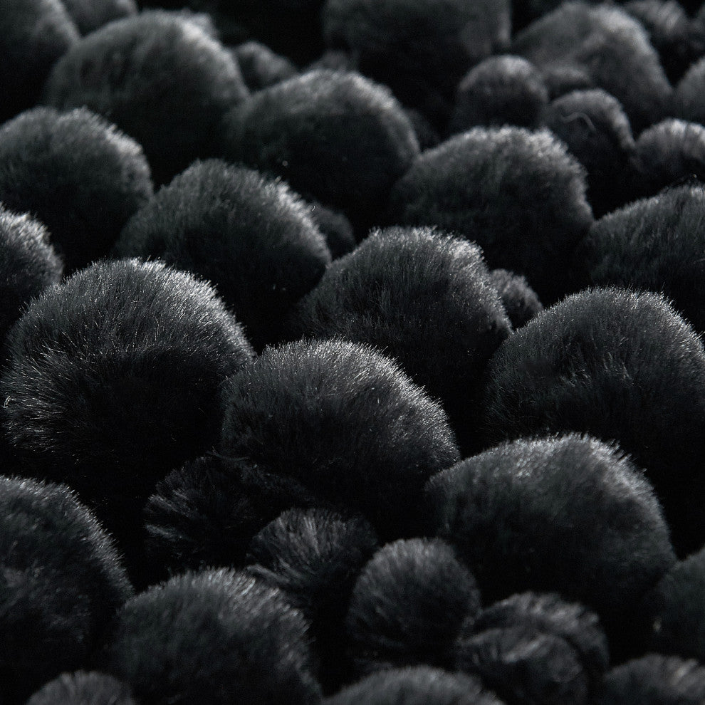 Spandex Bubble Faux Fur Throw Blanket, Black