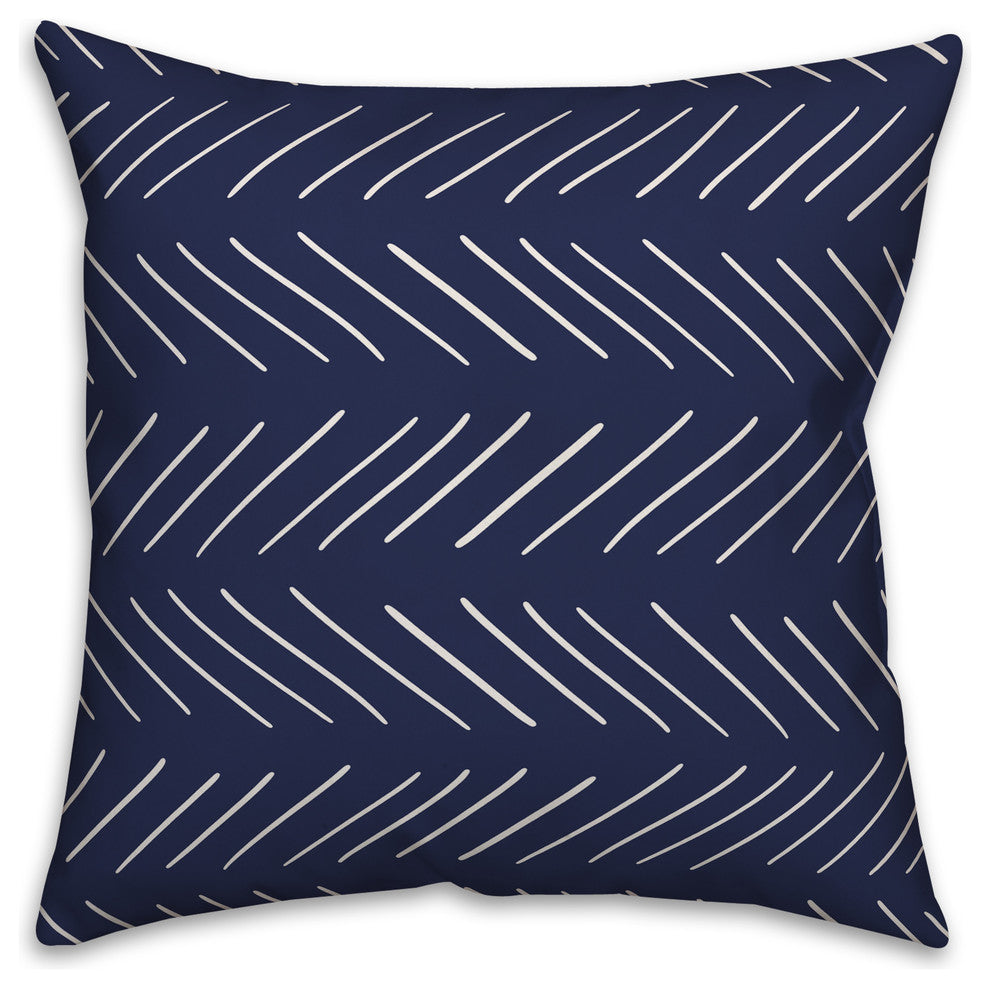 White and Navy Modern Chevron 16x16 Throw Pillow