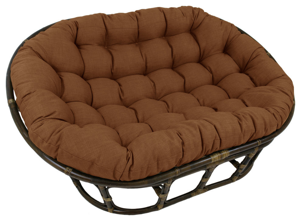 65"X48" Solid Outdoor Spun Polyester Double Papasan Cushion, Mocha