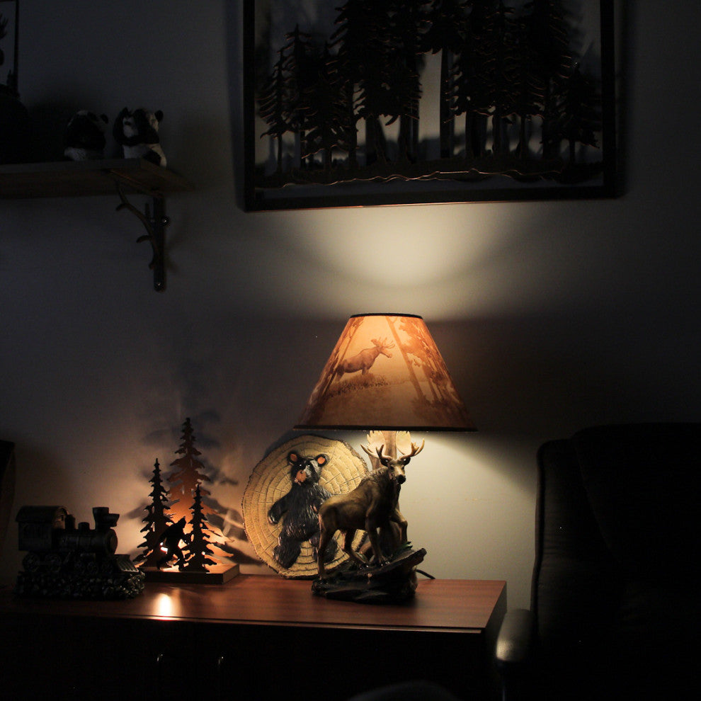 North American Bull Moose Table Lamp w/ Shade