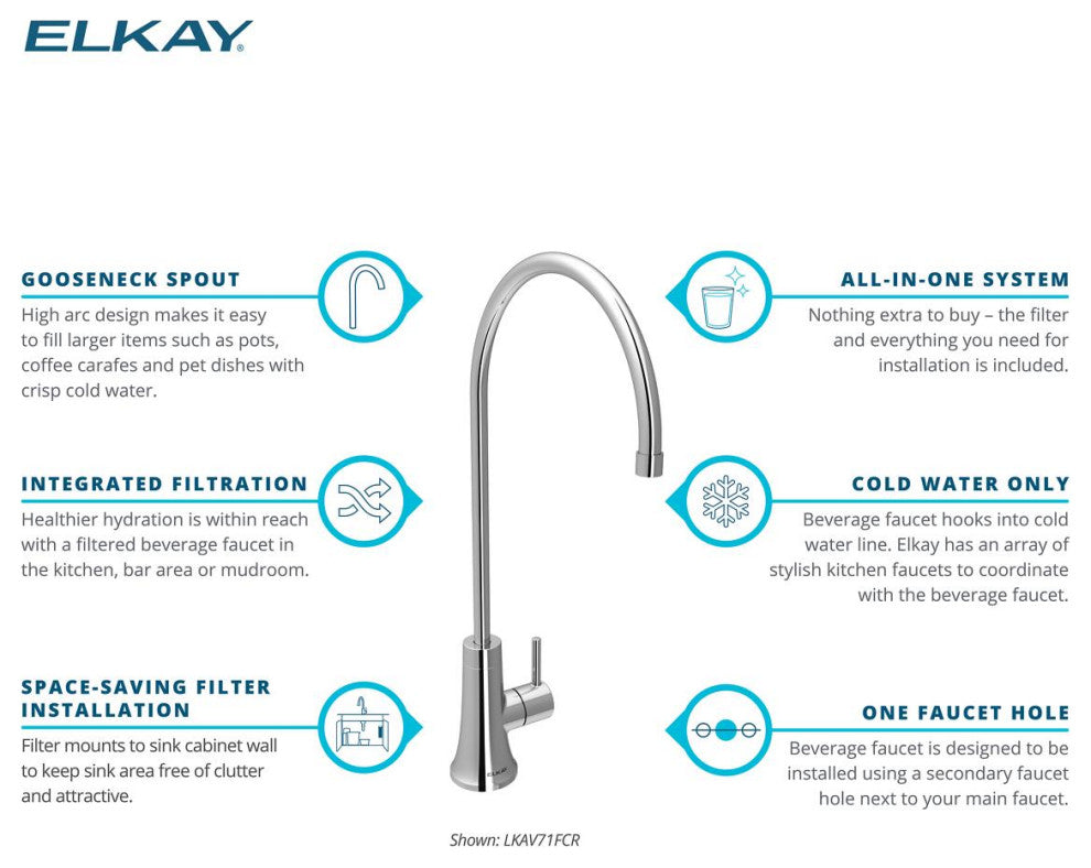 Elkay Avado Single Lever Filtered Beverage, Chrome