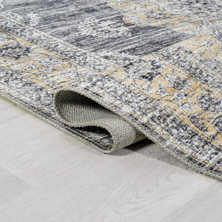 Bausch Distressed Chenille Washable Dark Gray/Yellow 4 ft. x 6 ft. Area Rug