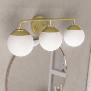 Hunter Hepburn Painted Modern Brass 3-Light Vanity Wall Fixture