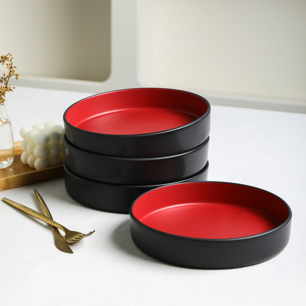 Stone Lain Albie Stoneware 20 Piece Dinnerware Set With Pasta Bowls, Red