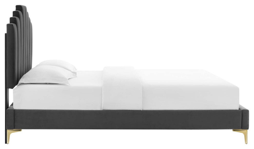 Elise Full Performance Velvet Platform Bed MOD-6880-CHA