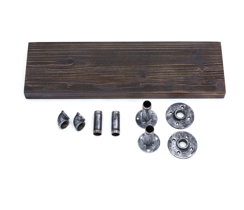 Danya B. 24" x 7" Floating Pipe Industrial Rustic Wall Mount Shelf, Ebony