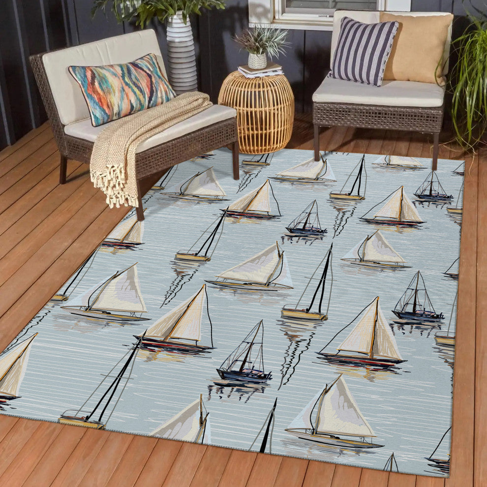 Indoor/Outdoor Harbor HA8 Sky Machine Washable 3' x 5' Rug