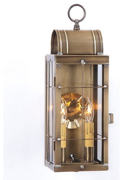 Handcrafted 2-Candle Colonial Sconce, Weathered Brass