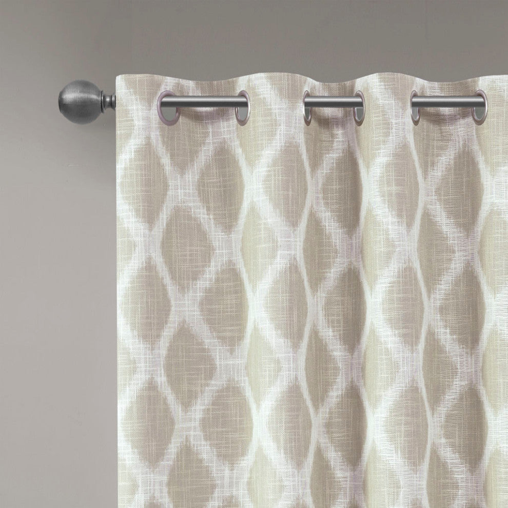 SunSmart Blakesly Ikat Blackout Window Panel, Grey, Taupe, 100"x84"