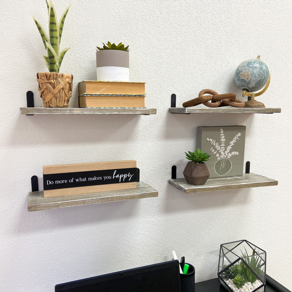 Barn Walls Floating Shelves - Set of 4, Graywash