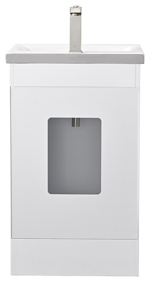 20" Single Sink Vanity With White Ceramic Sink Top, White