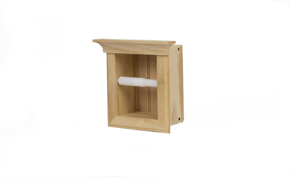 Tampa Recessed Solid Wood Toilet Paper Holder 7 x 8.5, Unfinished